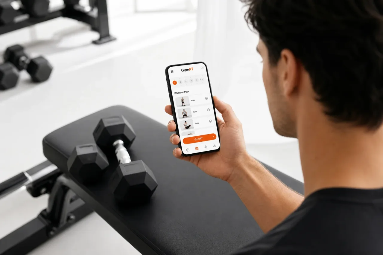 GymPT progress insights screen with training data