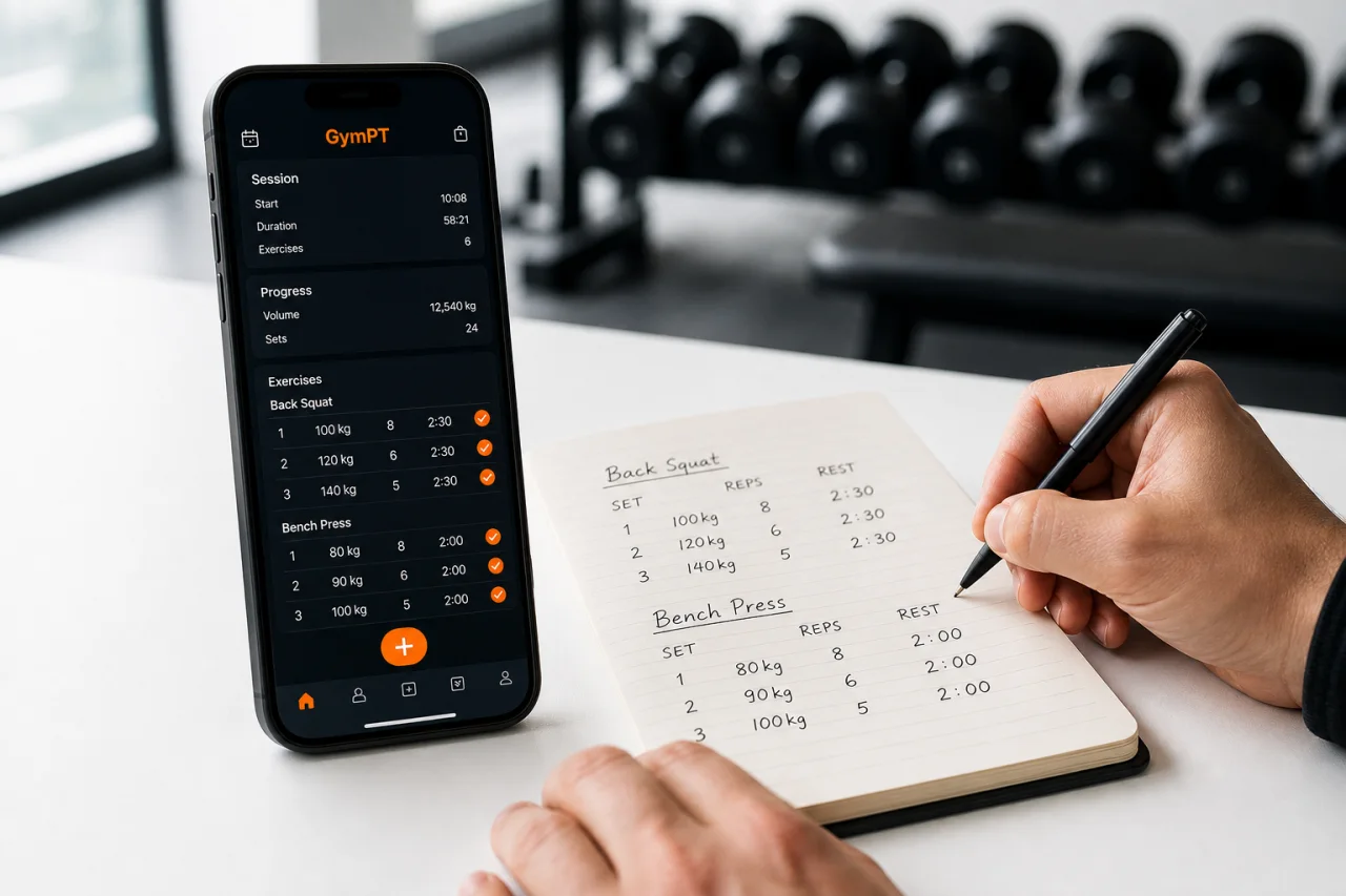 Workout tracking notes and GymPT progress insights for beginners