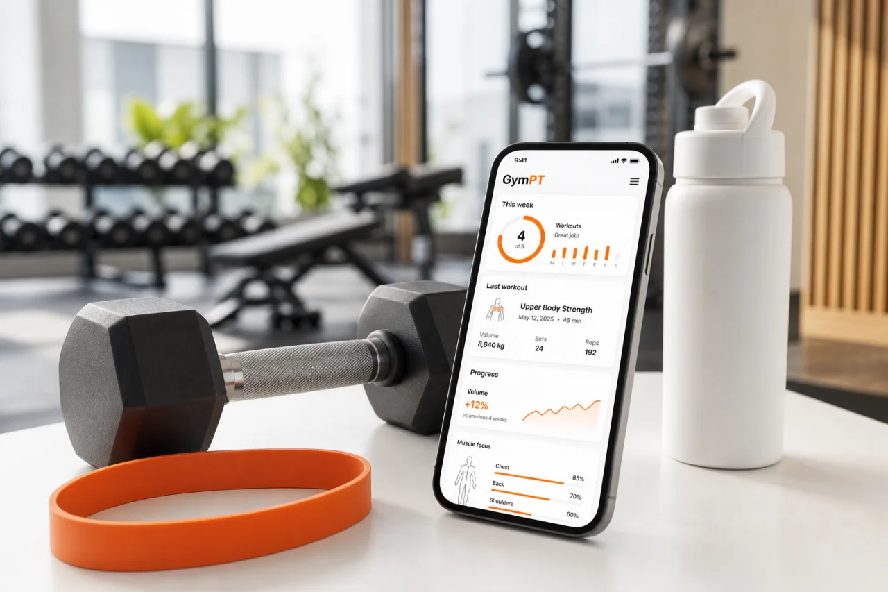 GymPT workout tracking and progress insights screen