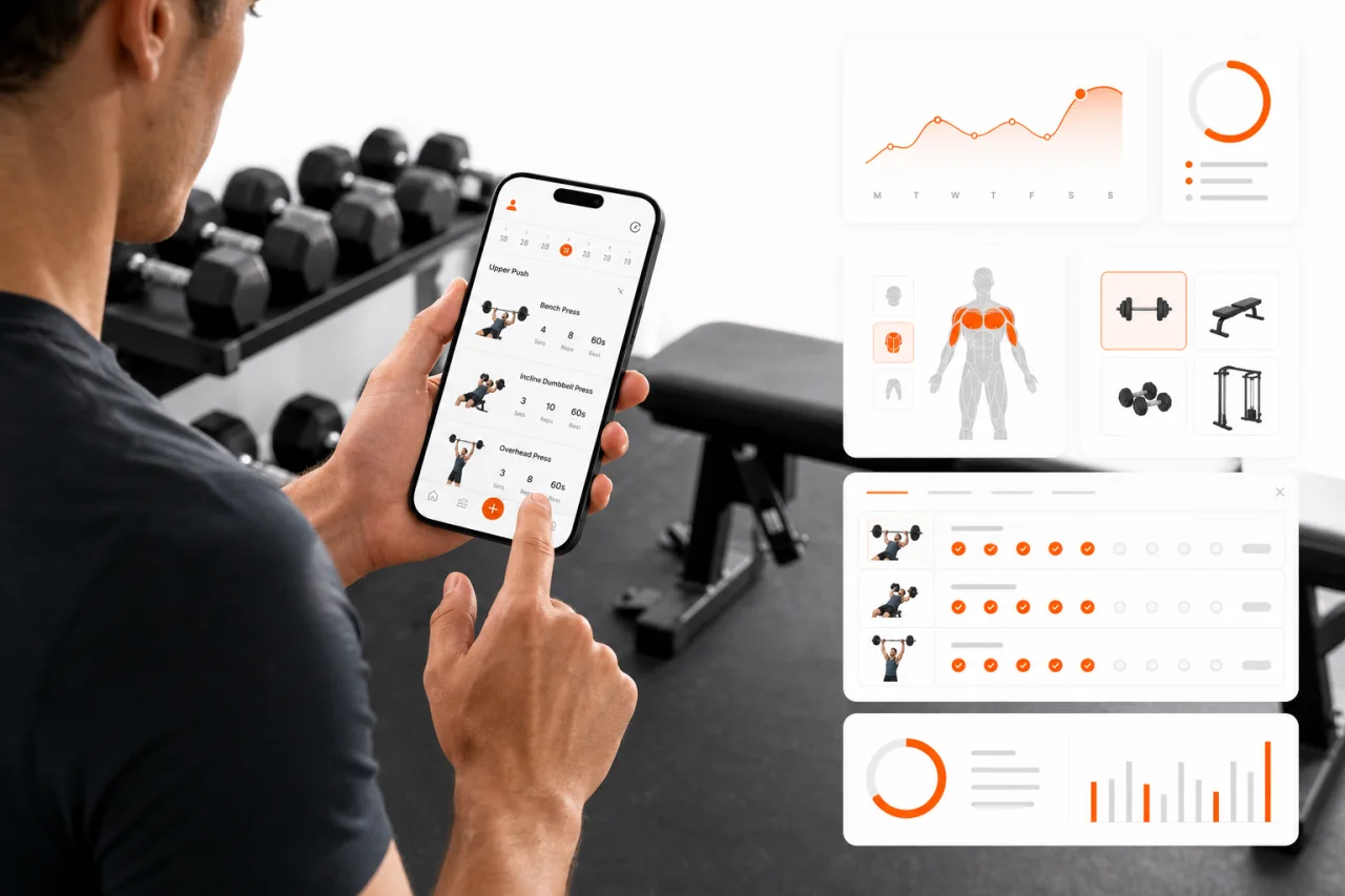 Person using GymPT to adjust a workout plan based on available equipment