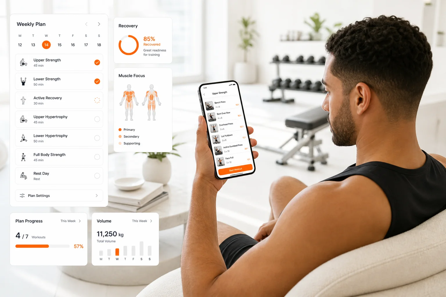 GymPT workout plan generator featured image with a weekly training plan on a phone