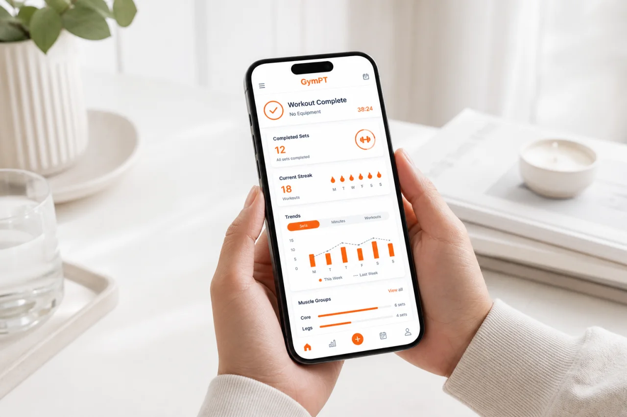 GymPT workout tracking and progress insights for home training