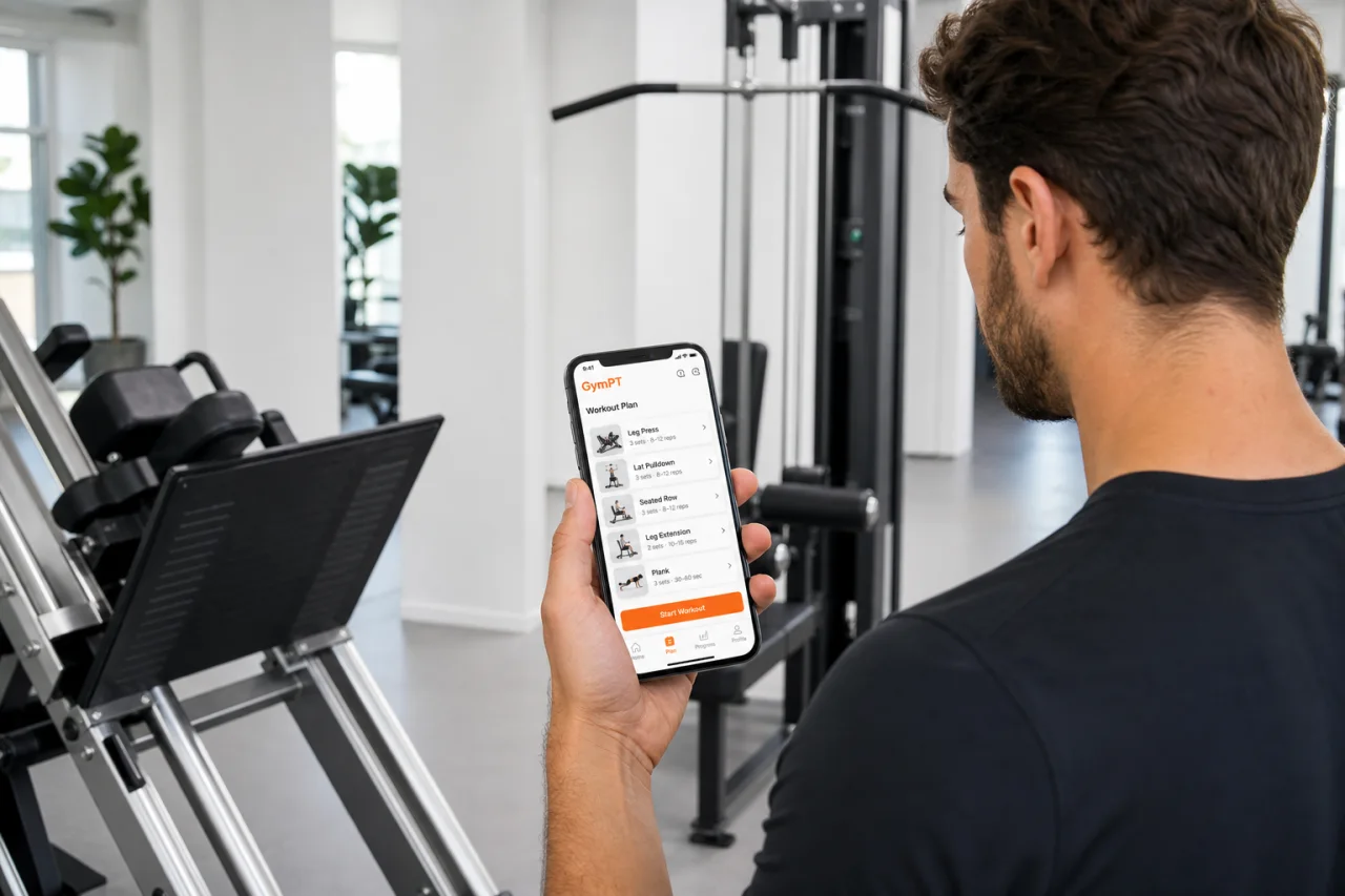 GymPT workout plan matched to gym machines