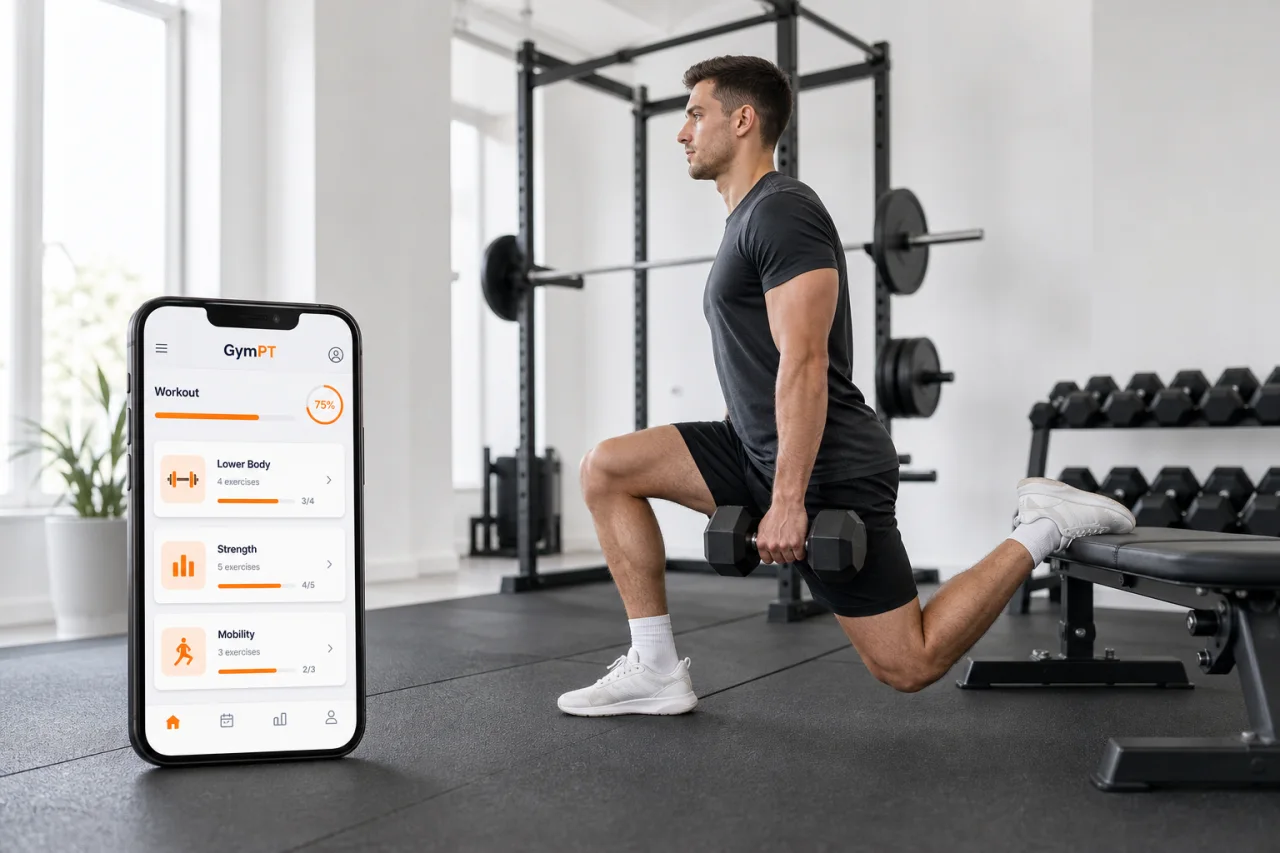 GymPT lower-body training and workout tracking scene