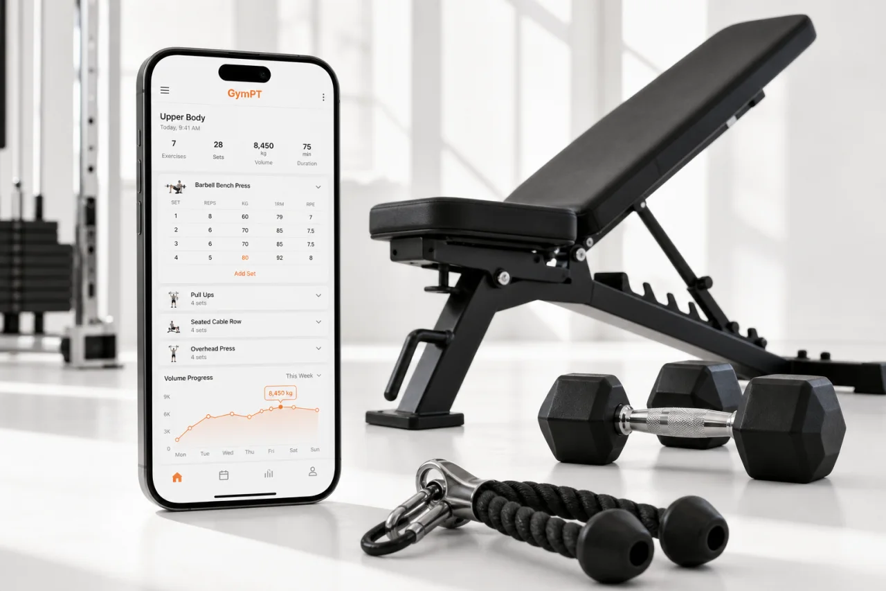 GymPT workout tracking and progress insights for upper body training
