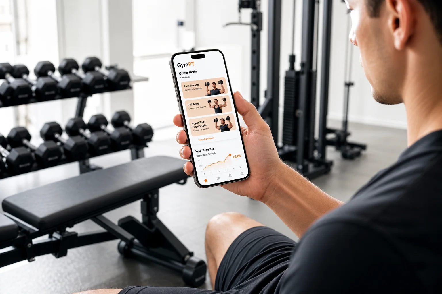 GymPT upper body workout plan app visual