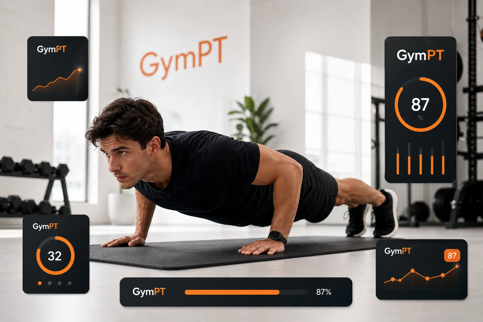 GymPT push-up form guide featured image showing a clean push-up setup with app coaching overlay.