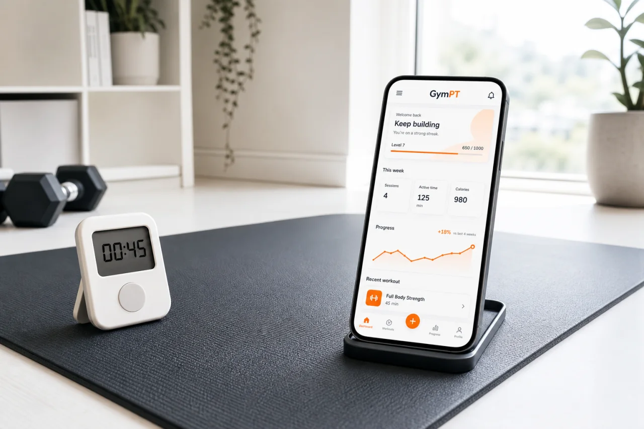 GymPT workout tracking and progress insights at home