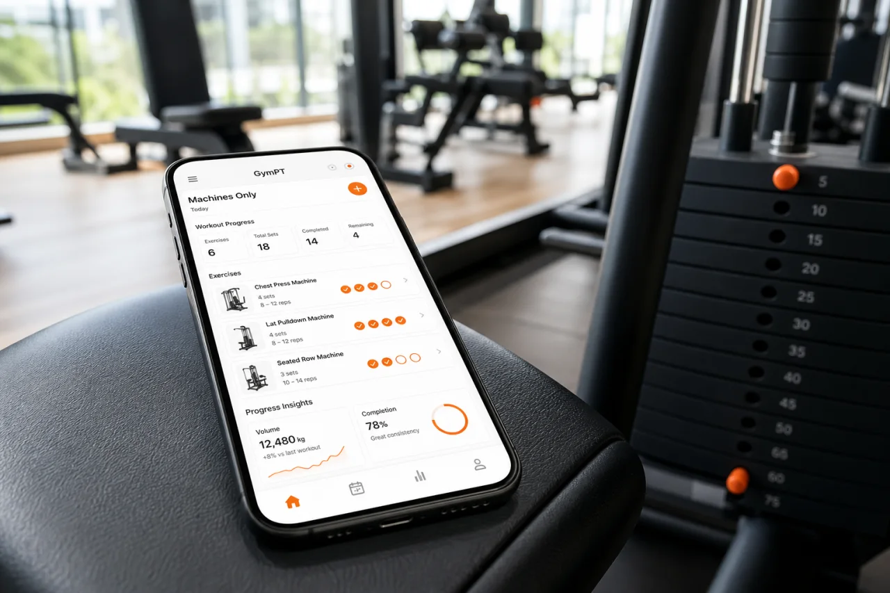 GymPT tracking progress for a machines only workout plan