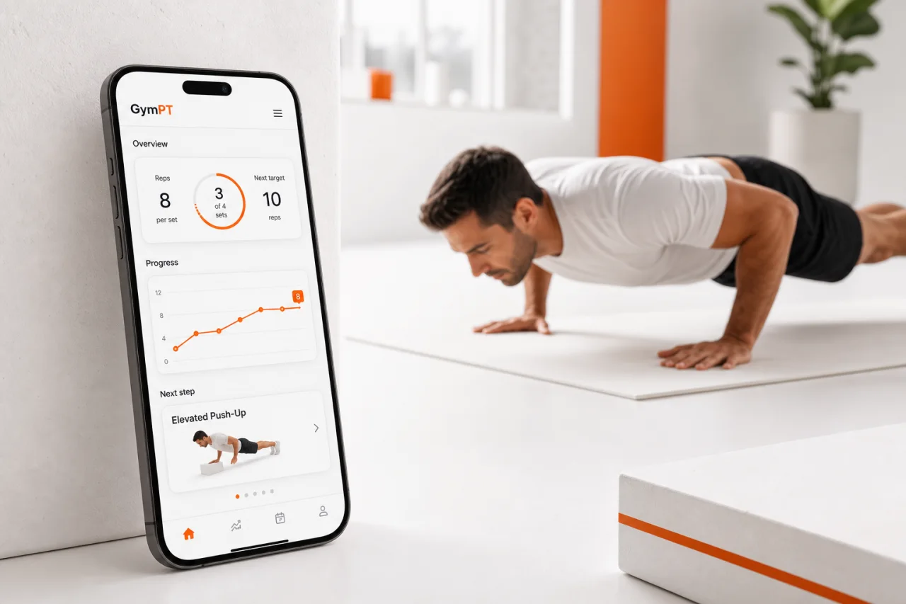 GymPT progress tracking for a bodyweight workout plan