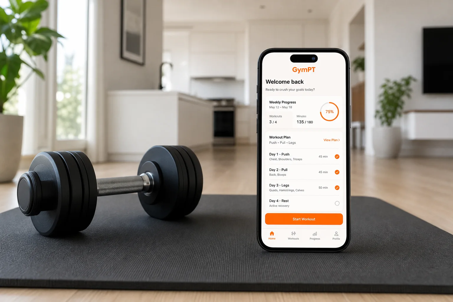 GymPT home workout with dumbbell featured image