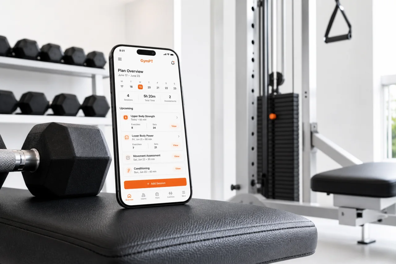 GymPT app planning a workout around dumbbells and machines