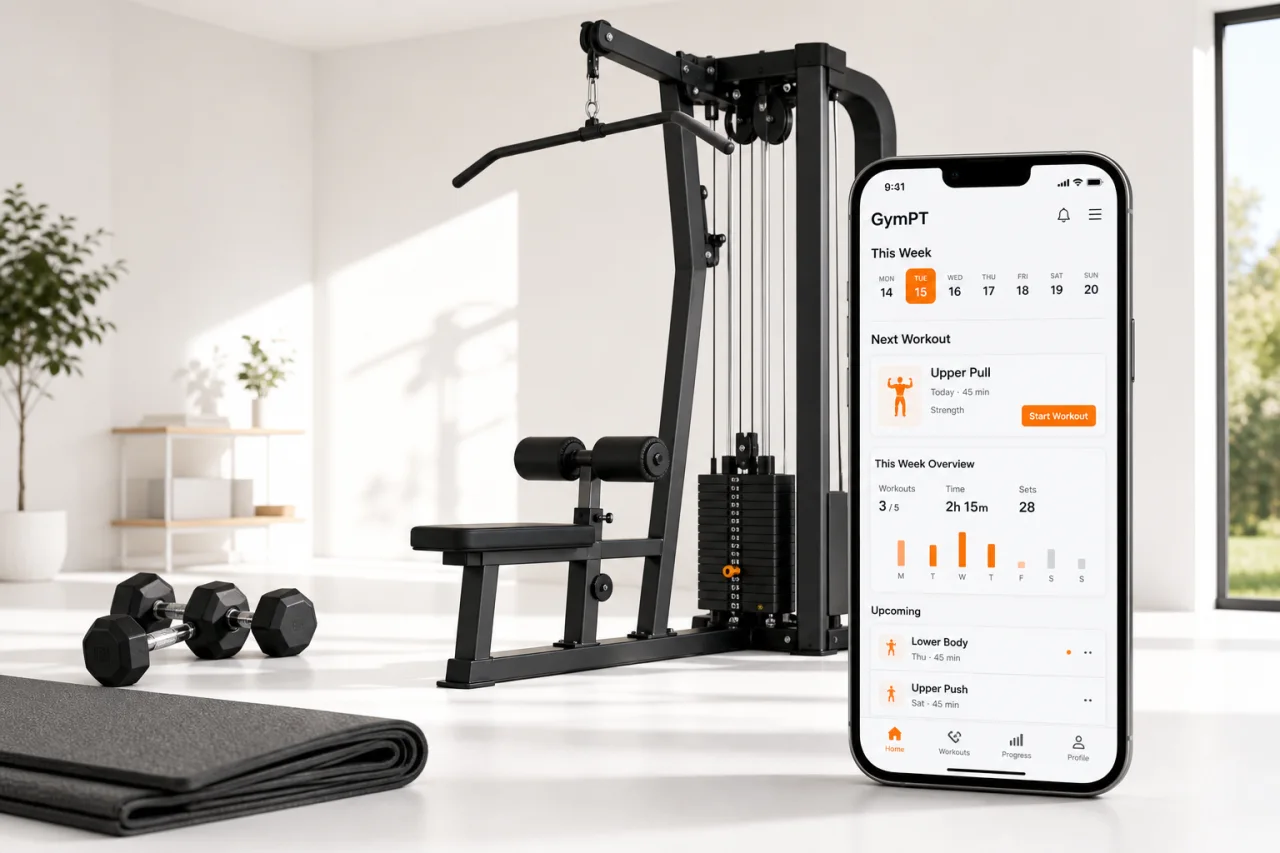 Balanced home workout plan around a lat pulldown machine