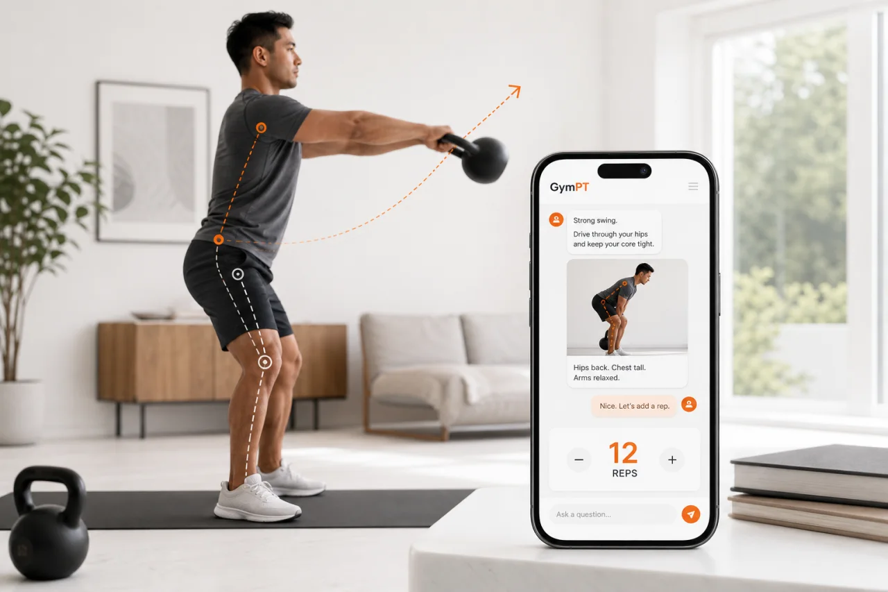 GymPT kettlebell technique coaching visual