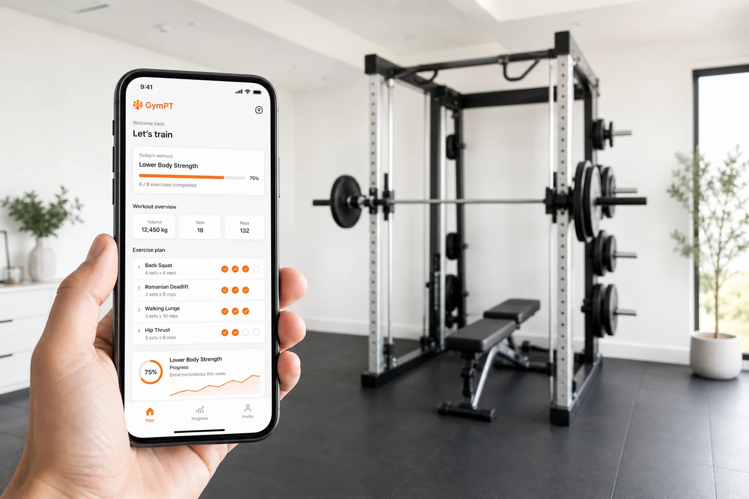 GymPT home workout with Smith machine editorial hero image