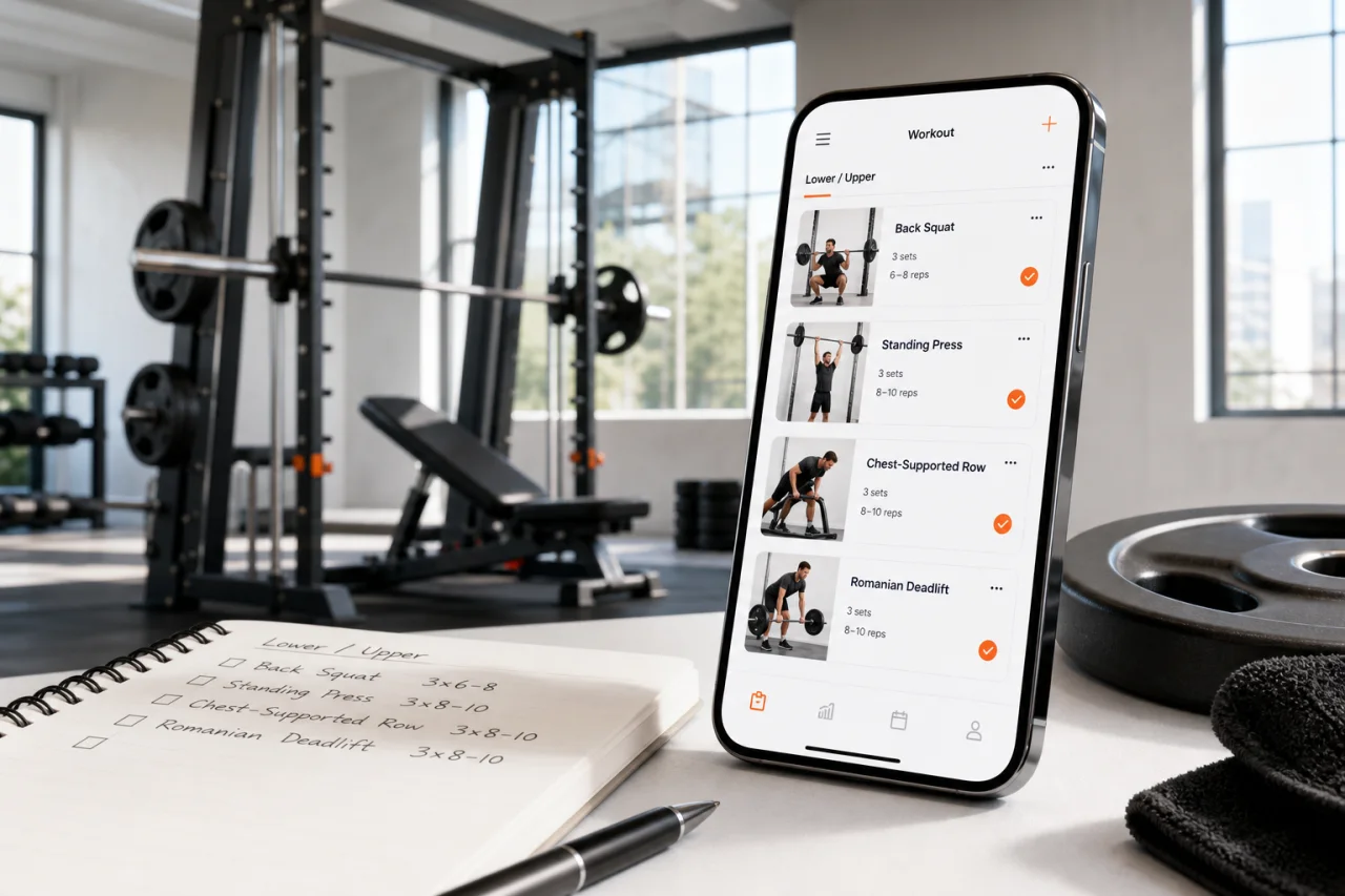 GymPT workout plan cards for a Smith machine full body routine