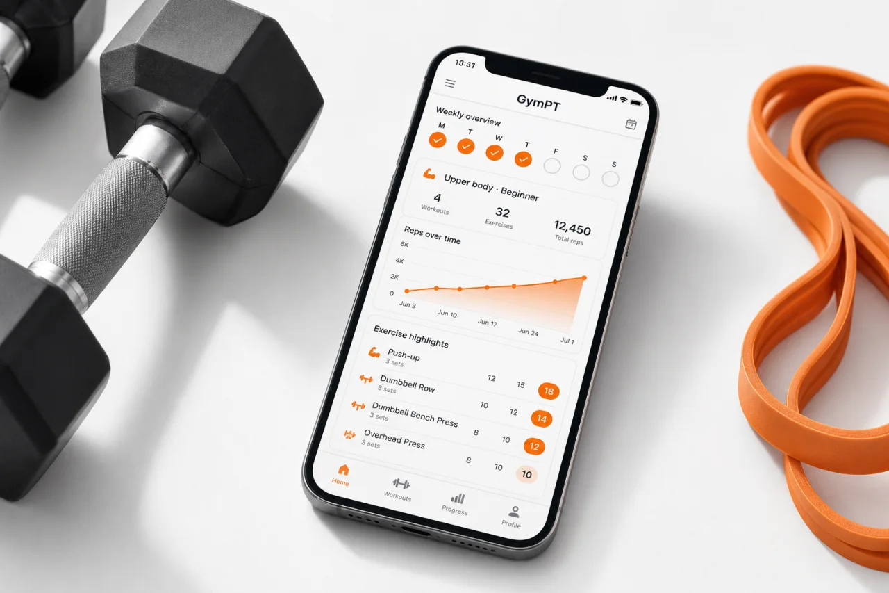 GymPT workout tracking and progress insights for upper body training
