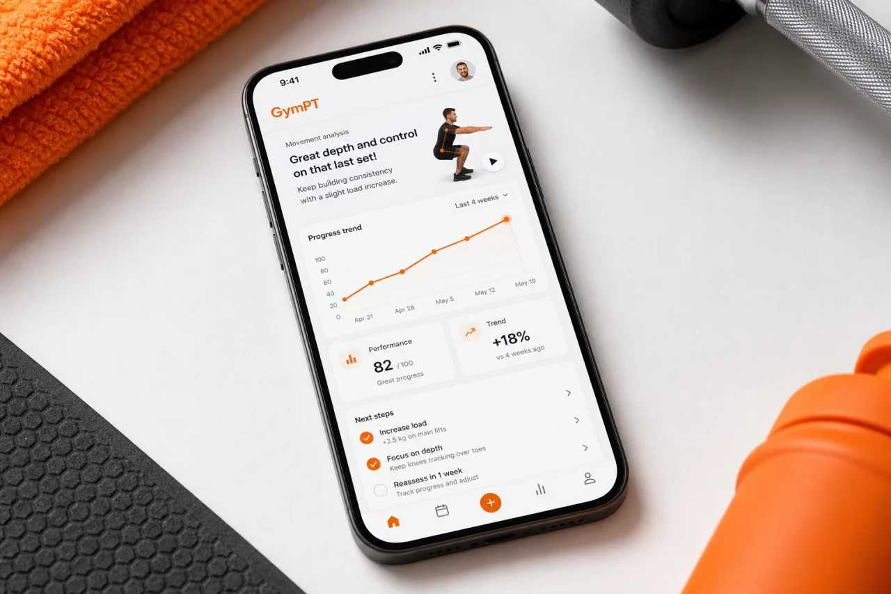 GymPT progress dashboard for posture and movement tracking