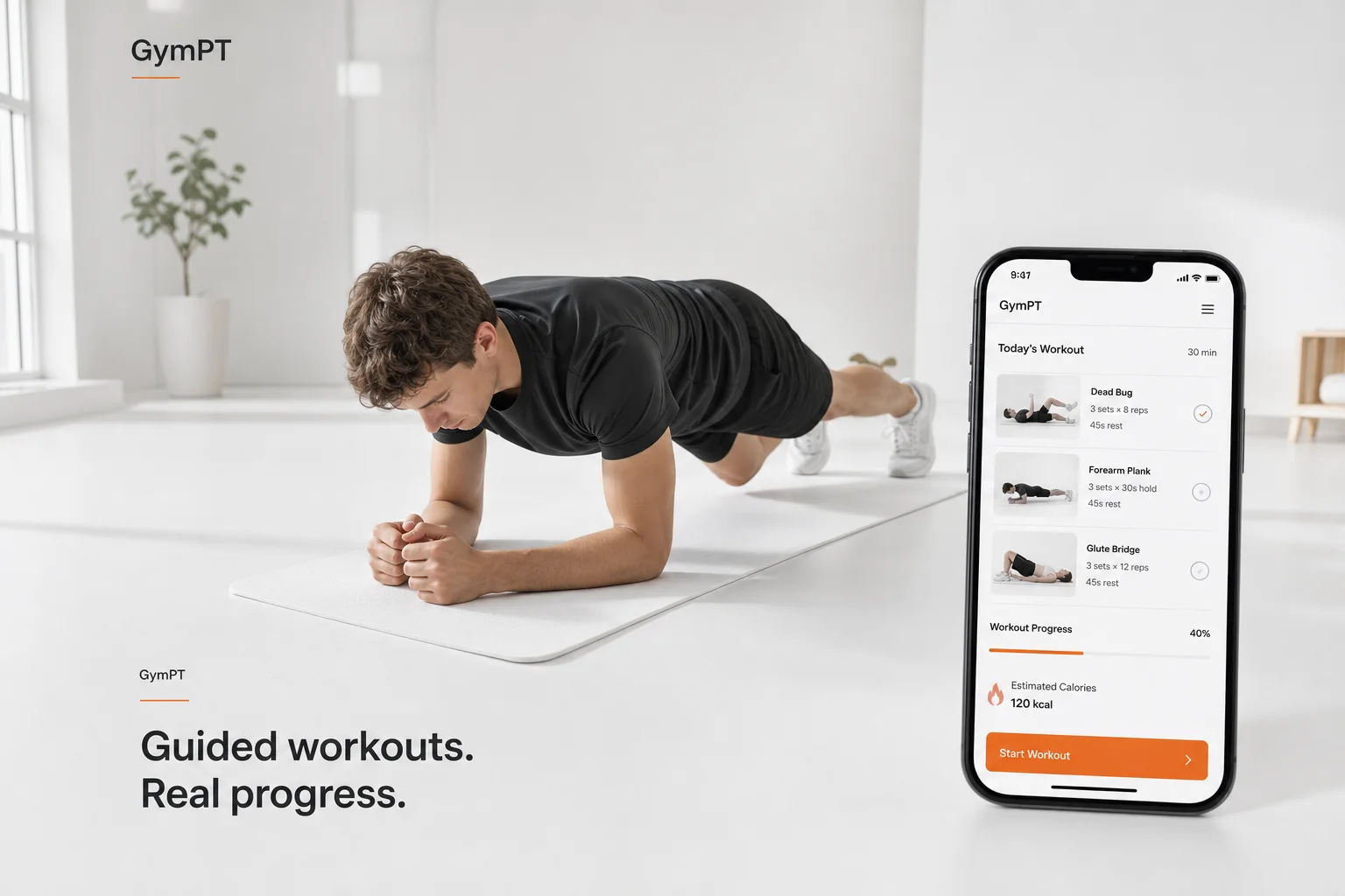 GymPT beginner core workout hero image