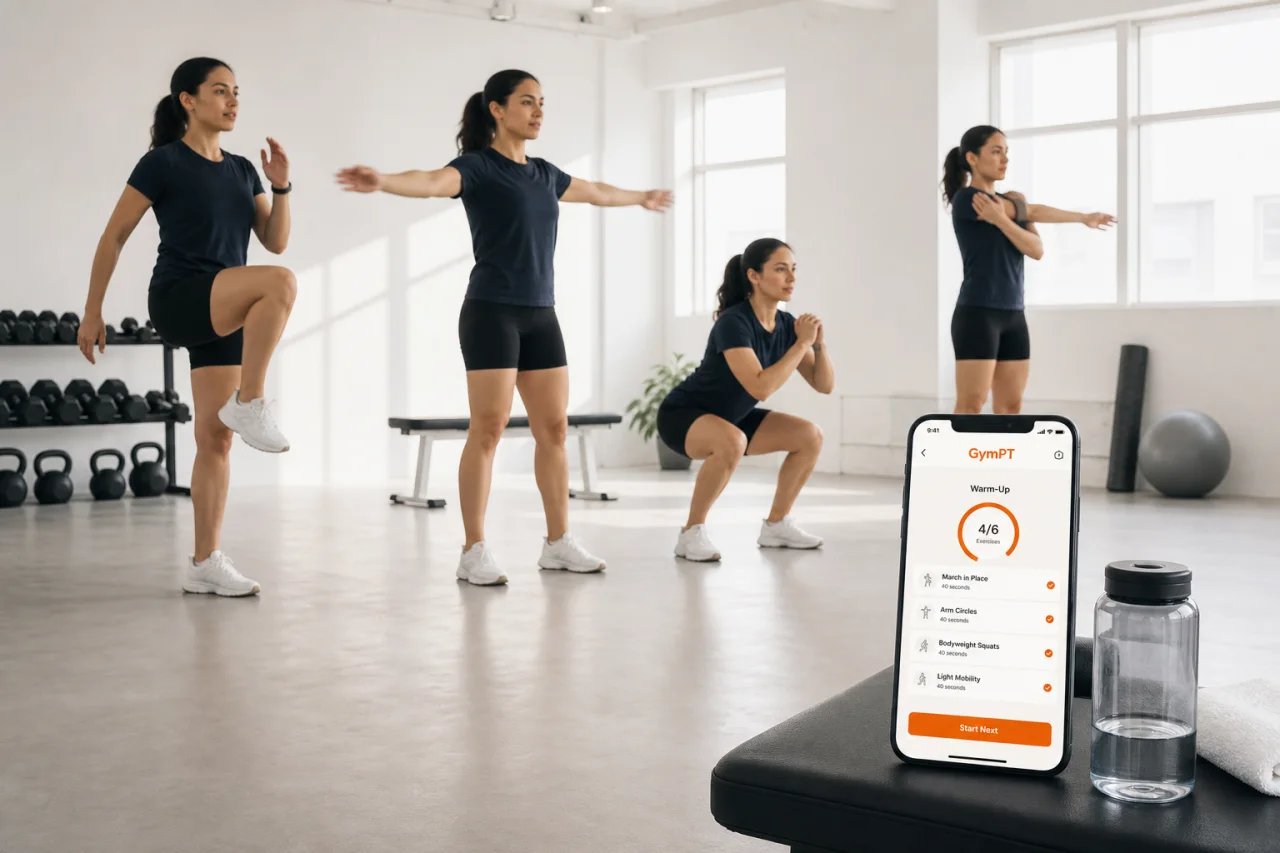 Dynamic warm-up routine with GymPT app guidance