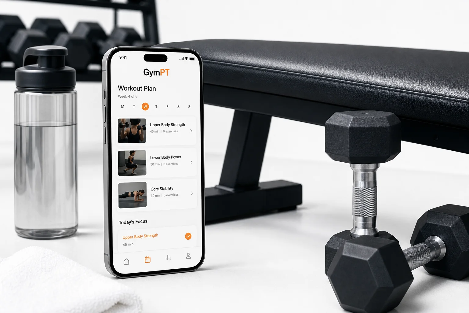 Interface GymPT montrant un plan d’entraînement 3 jours pour la prise de muscle