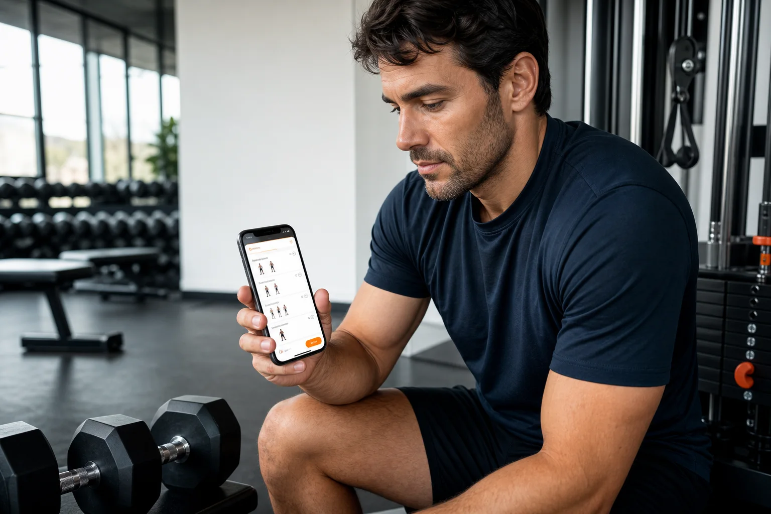 Sportif suivant un programme push pull legs de cinq jours avec l’application GymPT