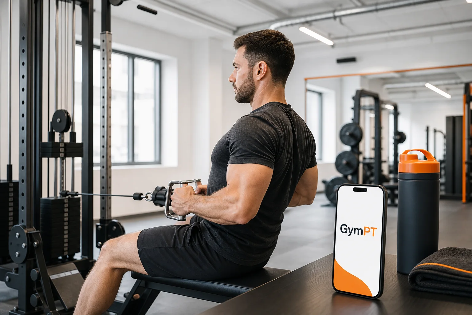 Athlète réalisant une séance haut du corps avec une interface GymPT