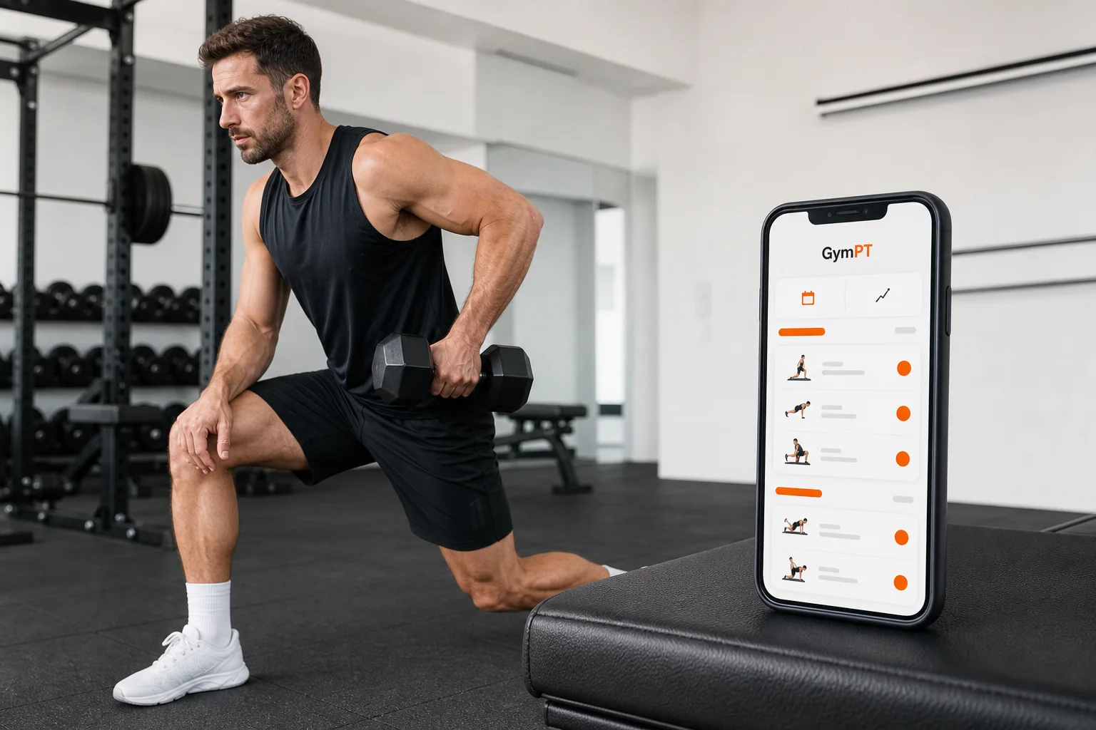 Personne suivant un programme full body de deux jours avec l’application GymPT