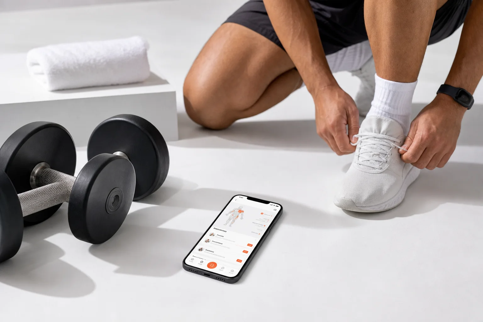 Athlète consultant un programme d’entraînement hypertrophie de quatre jours dans l’application GymPT