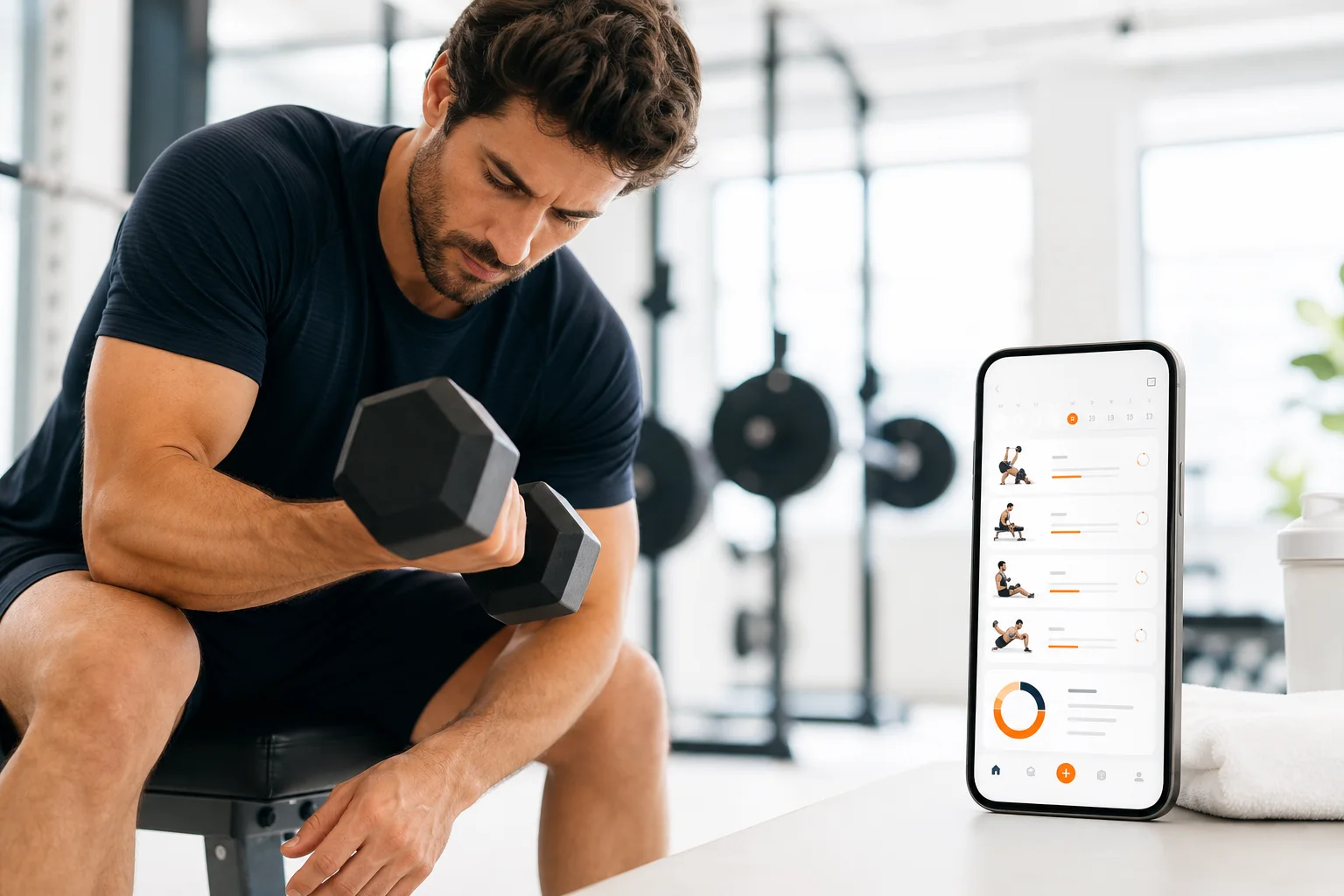 Séance haut du corps d’un programme upper lower sur trois jours avec l’application GymPT