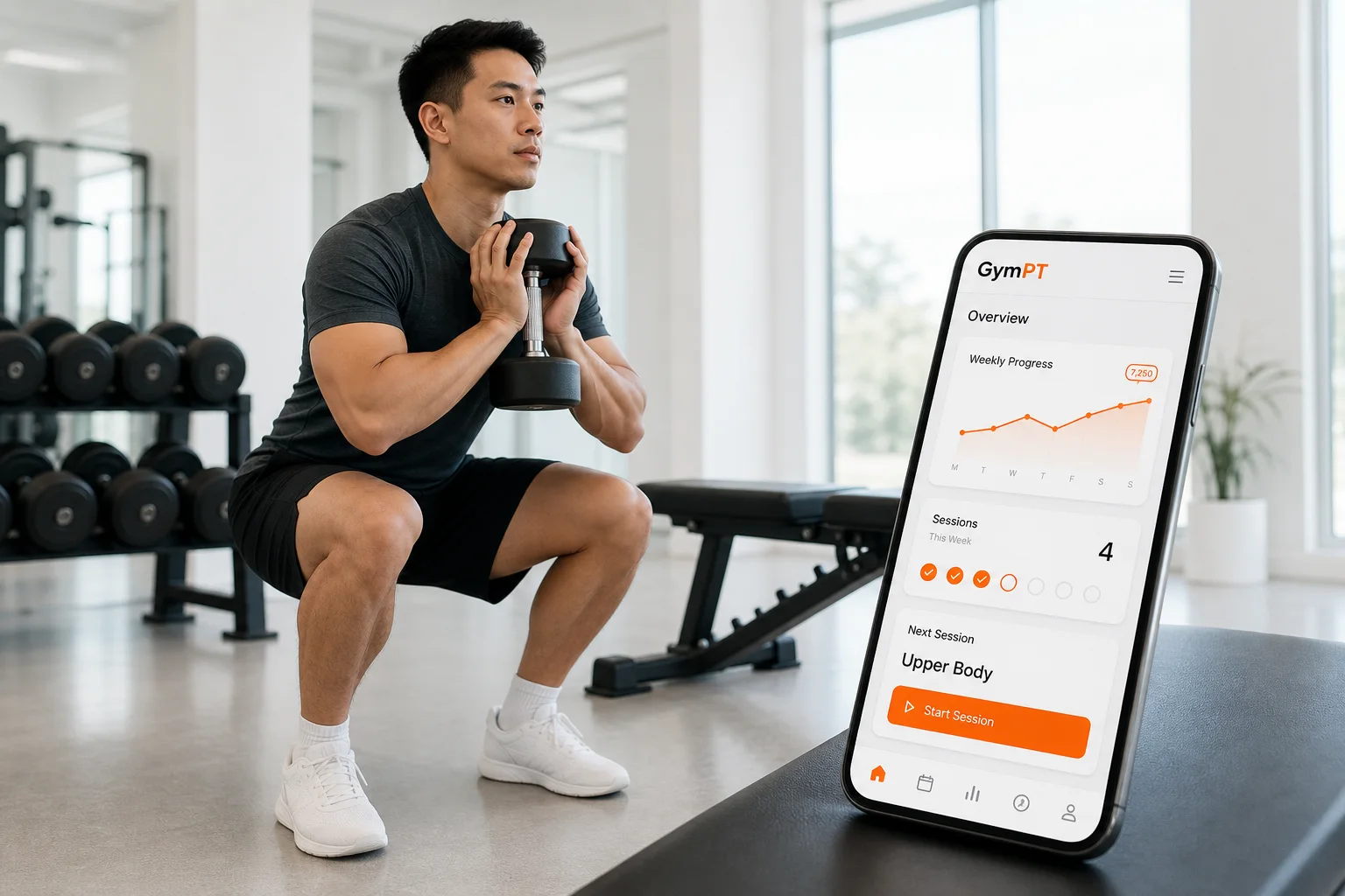 Personne suivant un programme full body de deux jours avec l’application GymPT