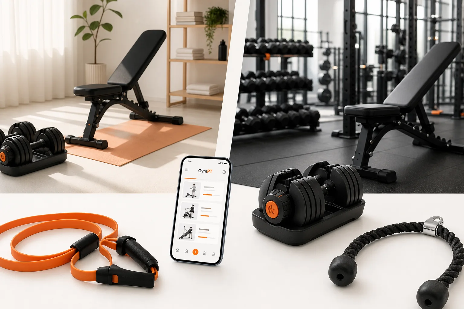GymPT-app med en treningsplan tilpasset tilgjengelig utstyr