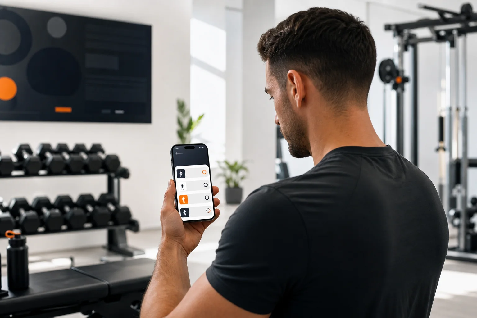 Person som følger en 4-dagers treningsplan med GymPT på mobilen