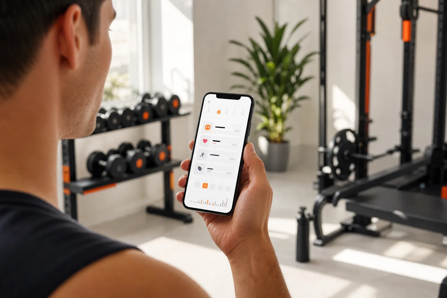 Smartphone con piano di allenamento GymPT personalizzato in base all’obiettivo