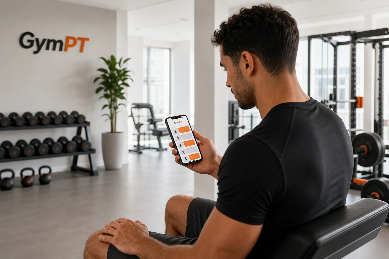 Atleta revisando un plan upper lower de seis días en la app GymPT