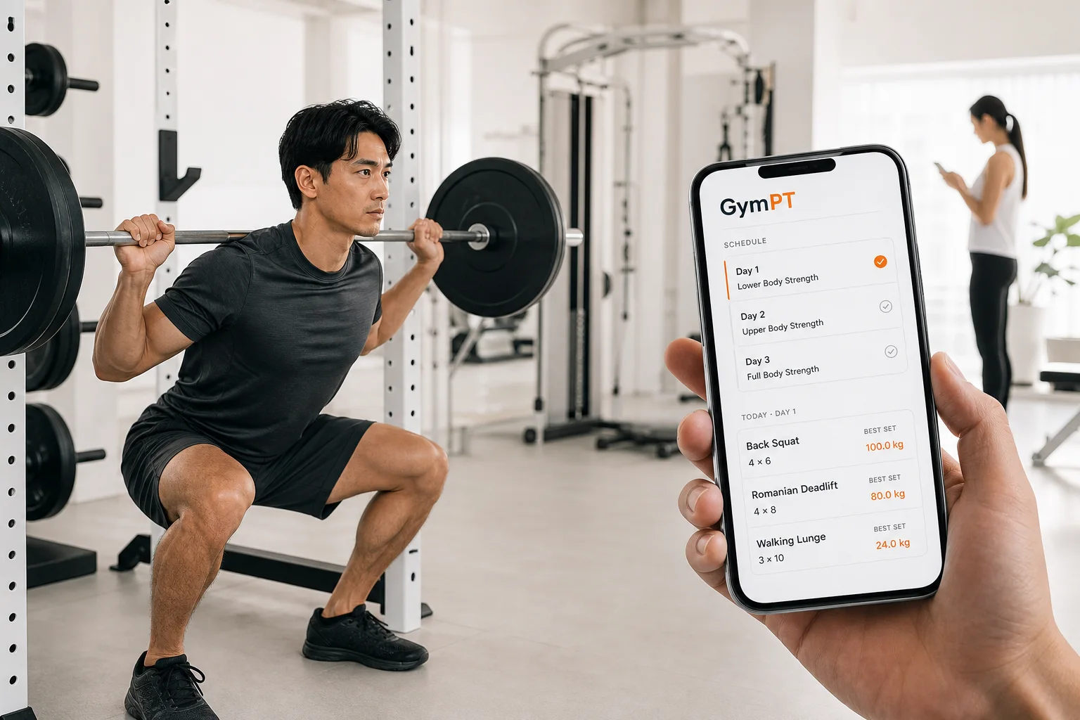 GymPT Trainingsprotokoll neben einer kontrollierten Krafttrainingseinheit
